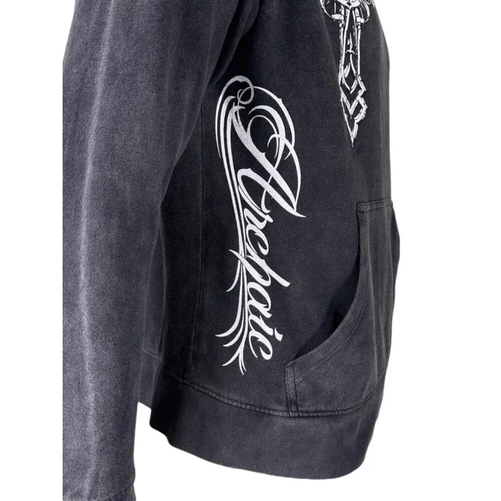 Archaic By Affliction Unisex Oversized Boxy Pullover Hoodie Stone Ranger